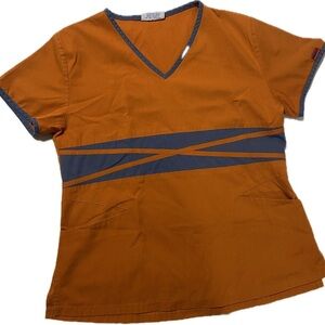 Reina Orange short sleeves V neck scrub size S